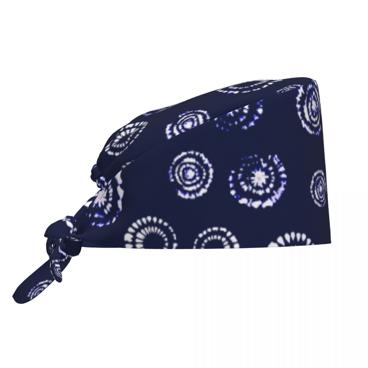 Shibori Tie Dye - ユニセックス女性用ワークキャップ ベクタータイダイ染め模様 ナースハット 快適なワークスクラブハット スタイリッシュなタイバック医療用帽子