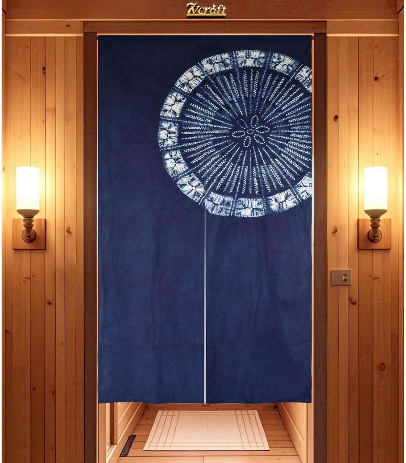 Shibori Tie Dye - 手染め日本製カーテン/絞り染め綿ドアカーテン/各種柄(禅曼荼羅・藍)