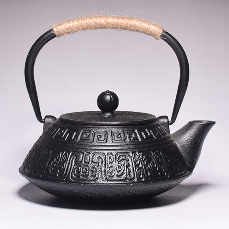 Cast Iron Tetsubin - 鋳鉄製ティーポットセット、ストレーナー付き、日本茶ポット、鉄瓶、エナメル製カンフーインフューザー、金属ネットフィルター、900ml