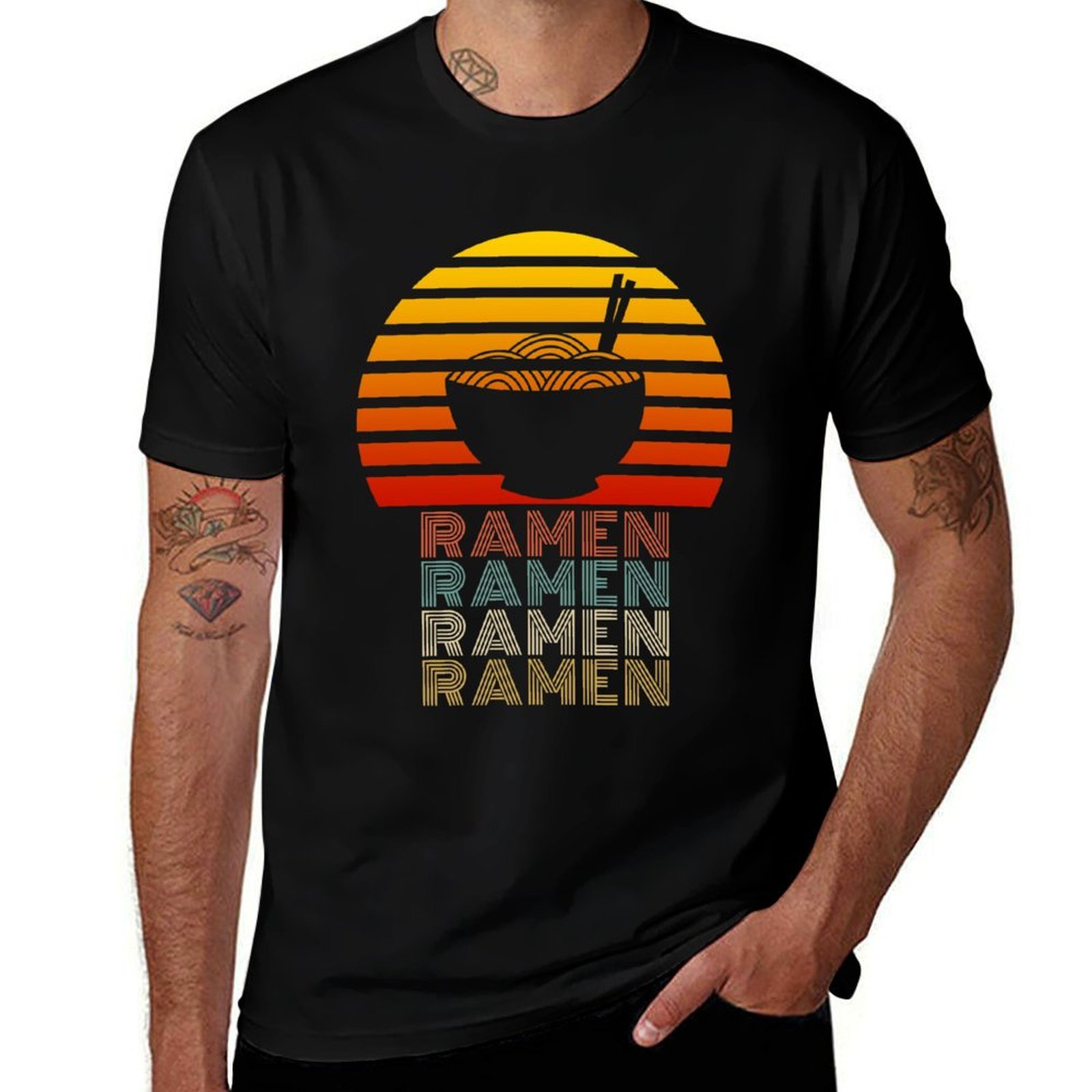 Japanese Daily Lifestyle - ラーメンライフ 日本の麺類愛好家 ヴィンテージ レトロスタイル Tシャツ ホリデー