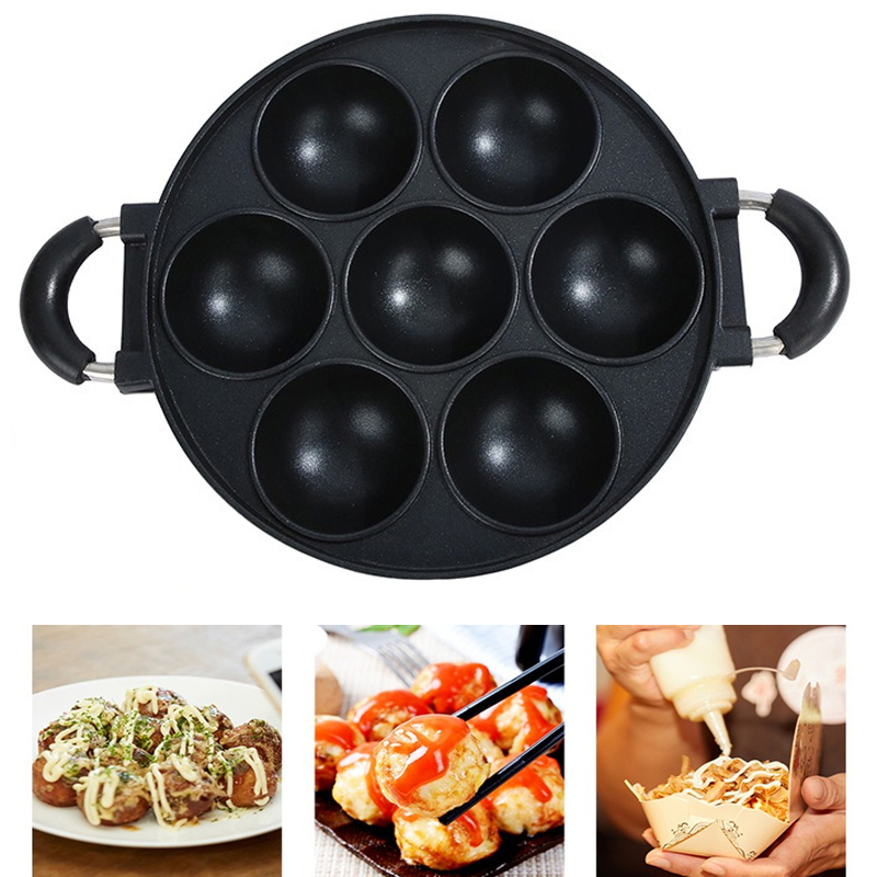Cast Iron Tetsubin - 鋳鉄製のomelette鍋、焦げ付き防止調理鍋、朝食卵調理用粘土、調理器具キッチン用品、7穴