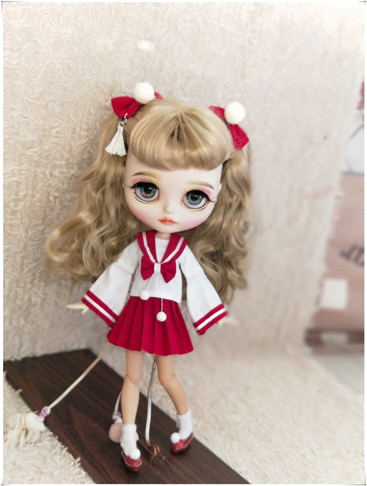 Japanese Girl Lifestyle - 2ピース/セットファッションプリーツスカート和風学校均一セーラースーツのためのブライスkurhn 1/6人形アクセサリー