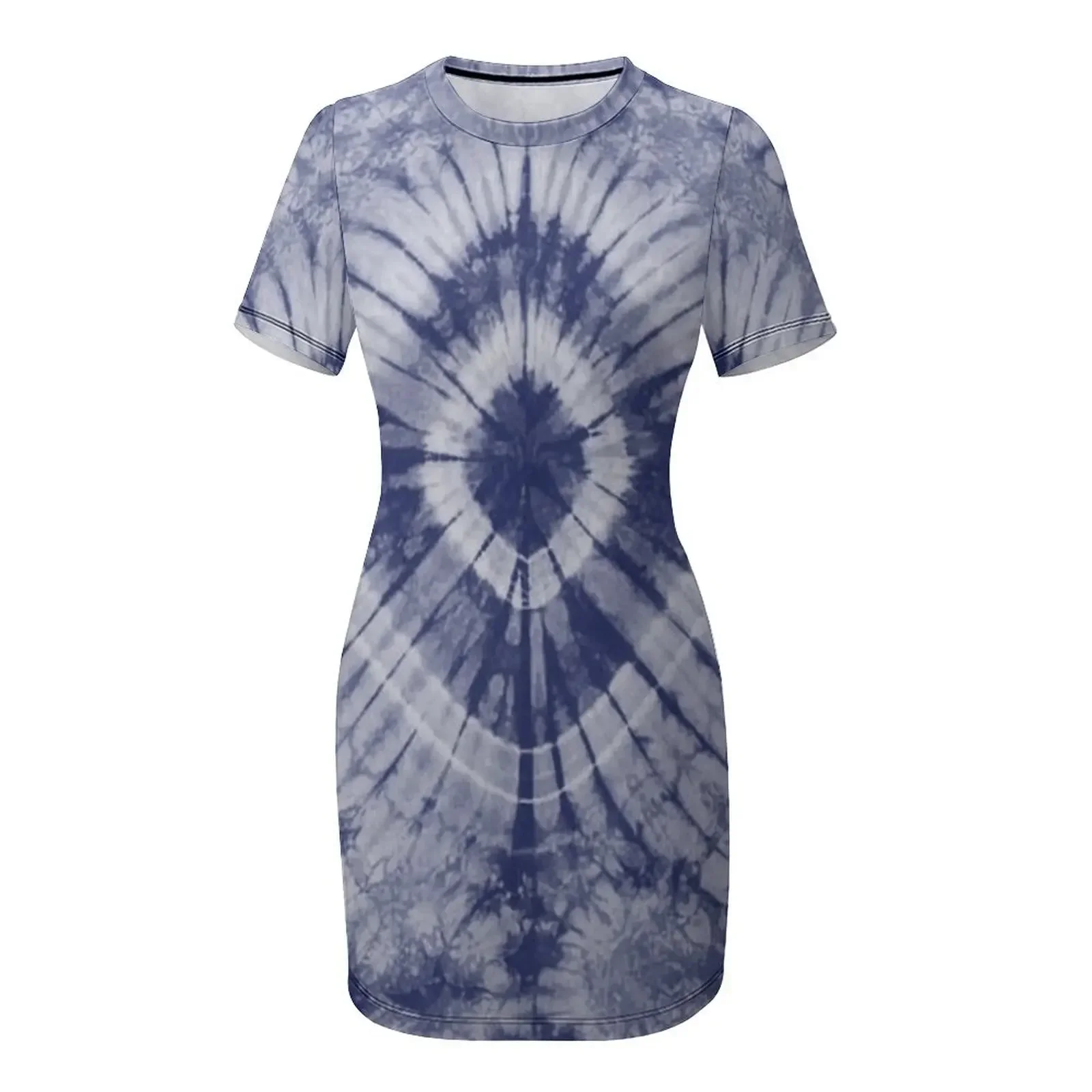 インディゴ絞り染め半袖ドレス女性用ドレス女性のサマードレス2 - Shibori Tie Dye のレビューと価格