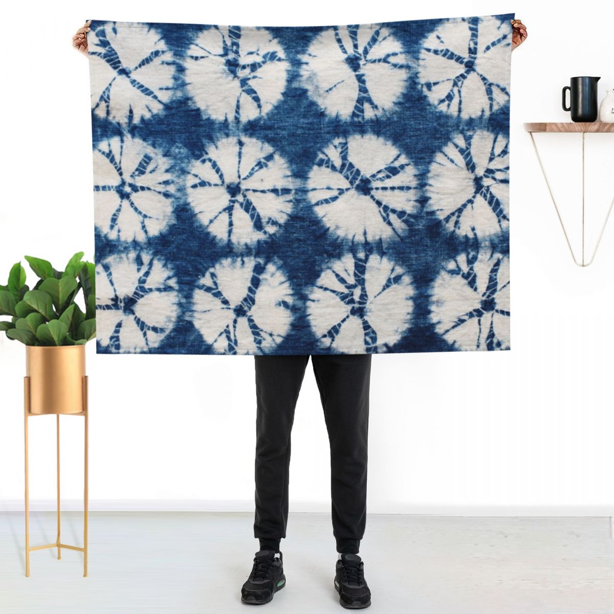 シボリサークル、インディゴ、タイダイ柄スローブランケット、フ - Shibori Tie Dye のレビューと価格