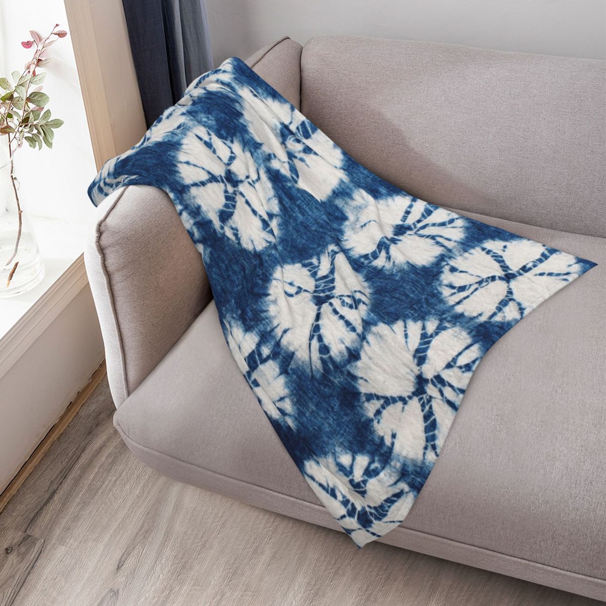 シボリサークル、インディゴ、タイダイ柄スローブランケット、フ - Shibori Tie Dye のレビューと価格