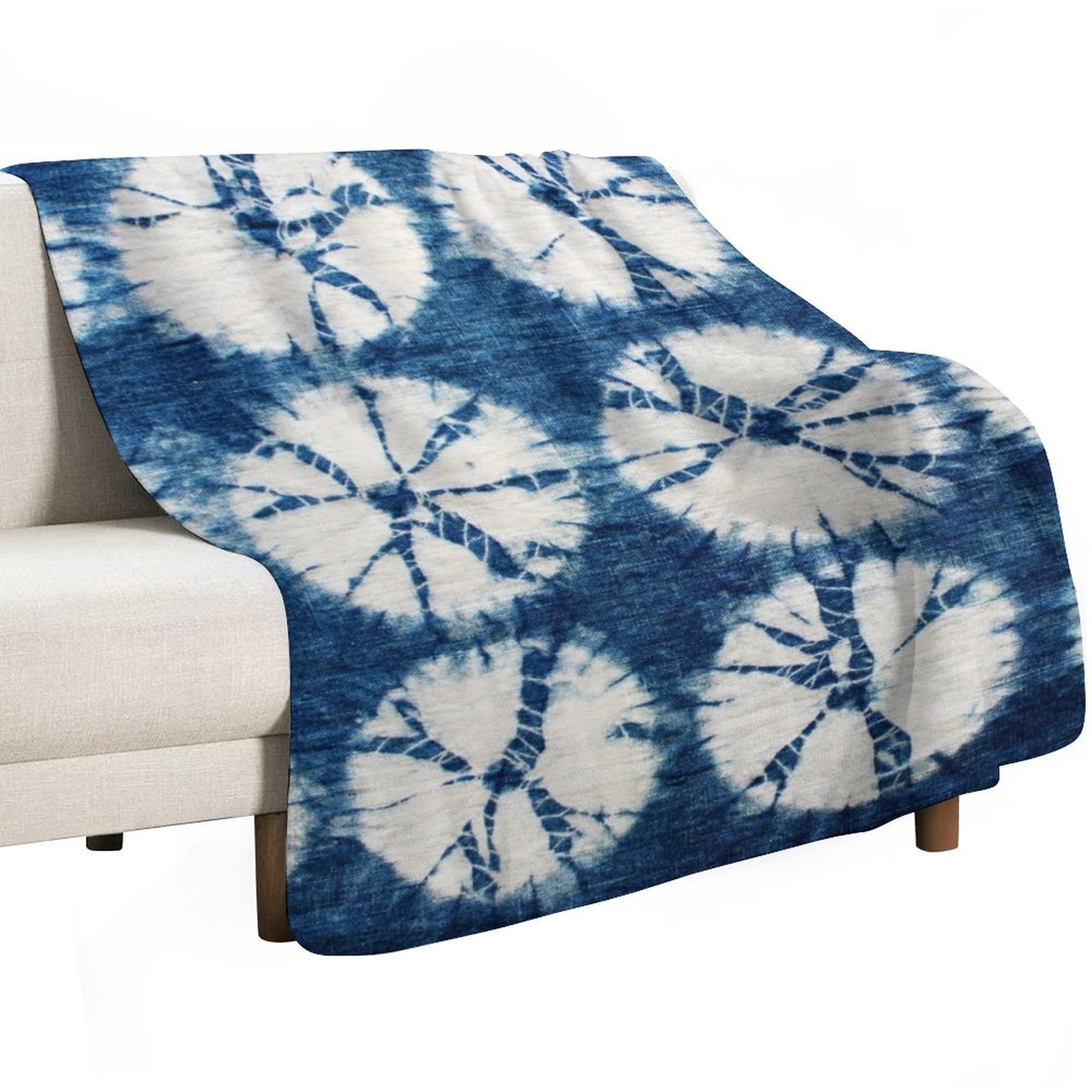 シボリサークル、インディゴ、タイダイ柄のスローブランケット、 - Shibori Tie Dye のレビューと価格