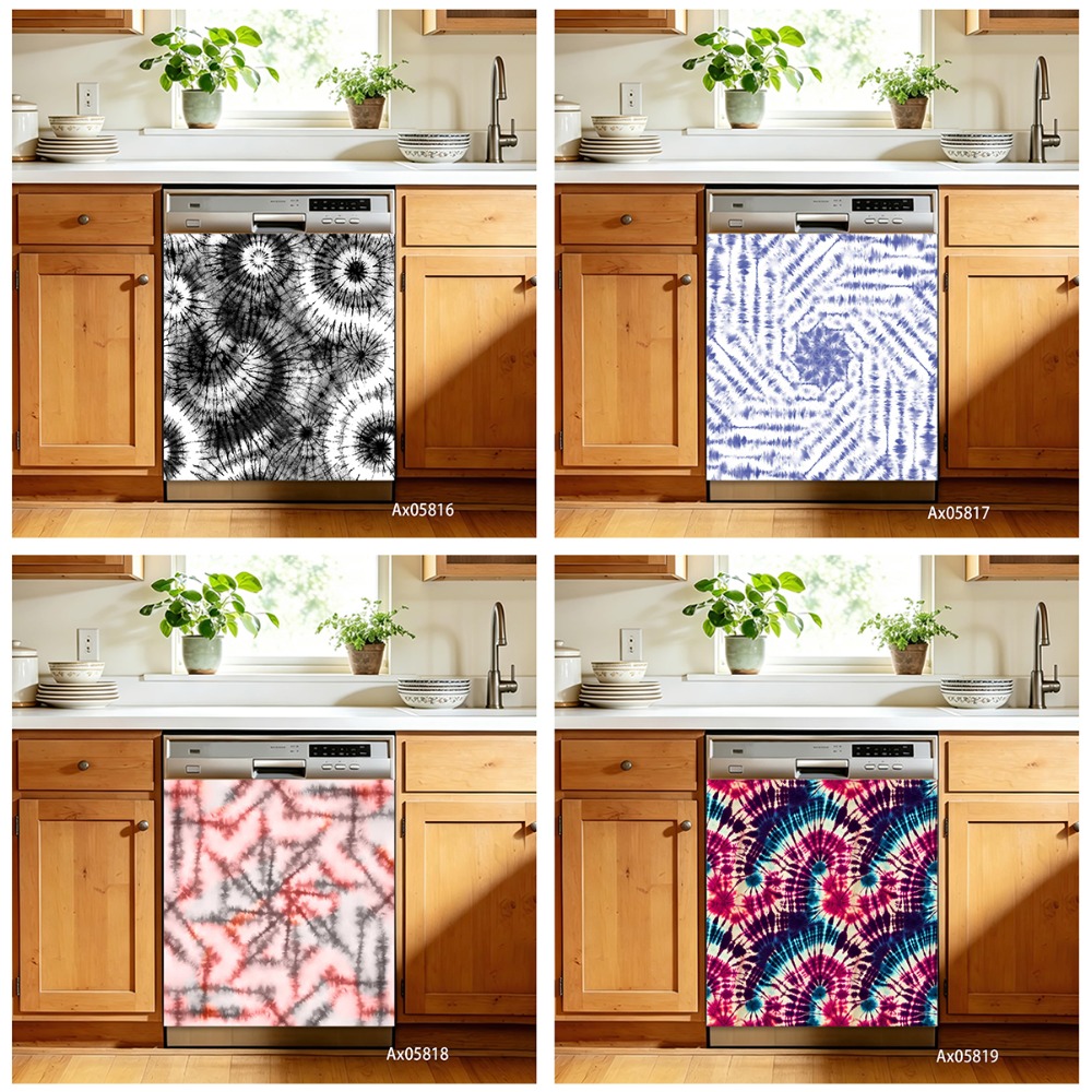 ボヘミアン風絞り染めマンダラ食器洗い機用ステッカー自己粘着ラ - Shibori Tie Dye のレビューと価格