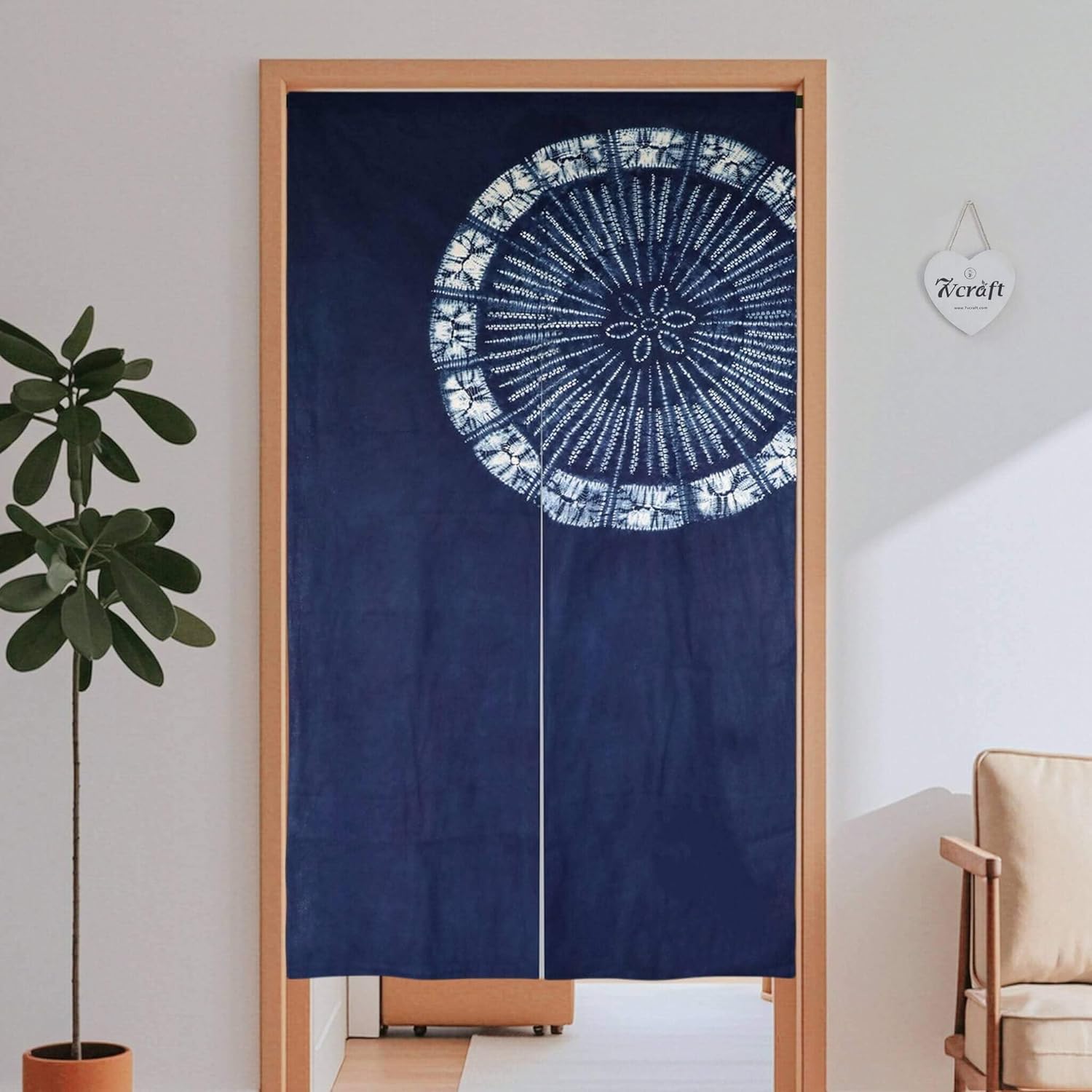 手染め日本製カーテン/絞り染め綿ドアカーテン/各種柄(禅曼荼 - Shibori Tie Dye のレビューと価格