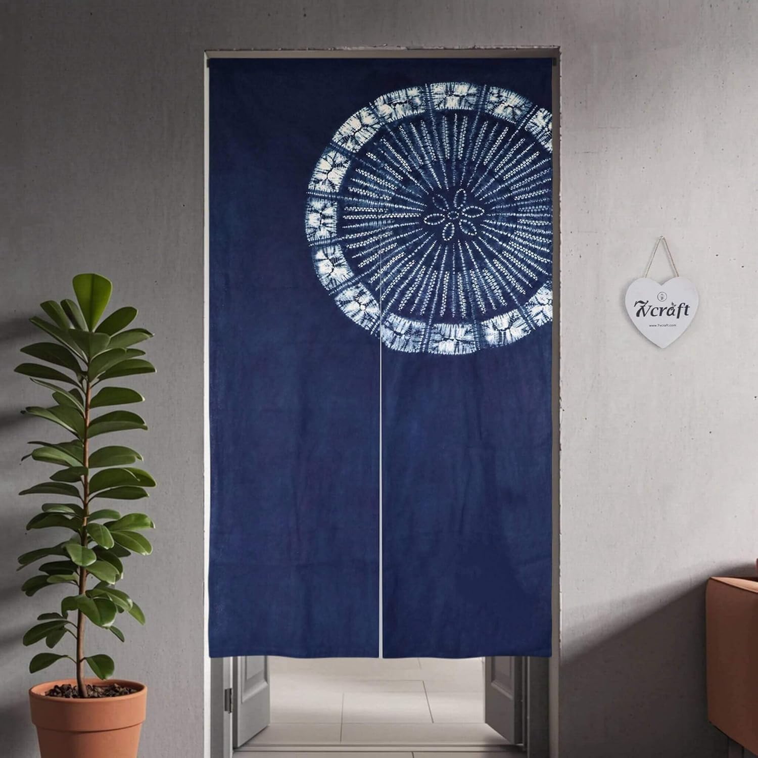 手染め日本製カーテン/絞り染め綿ドアカーテン/各種柄(禅曼荼 - Shibori Tie Dye のレビューと価格