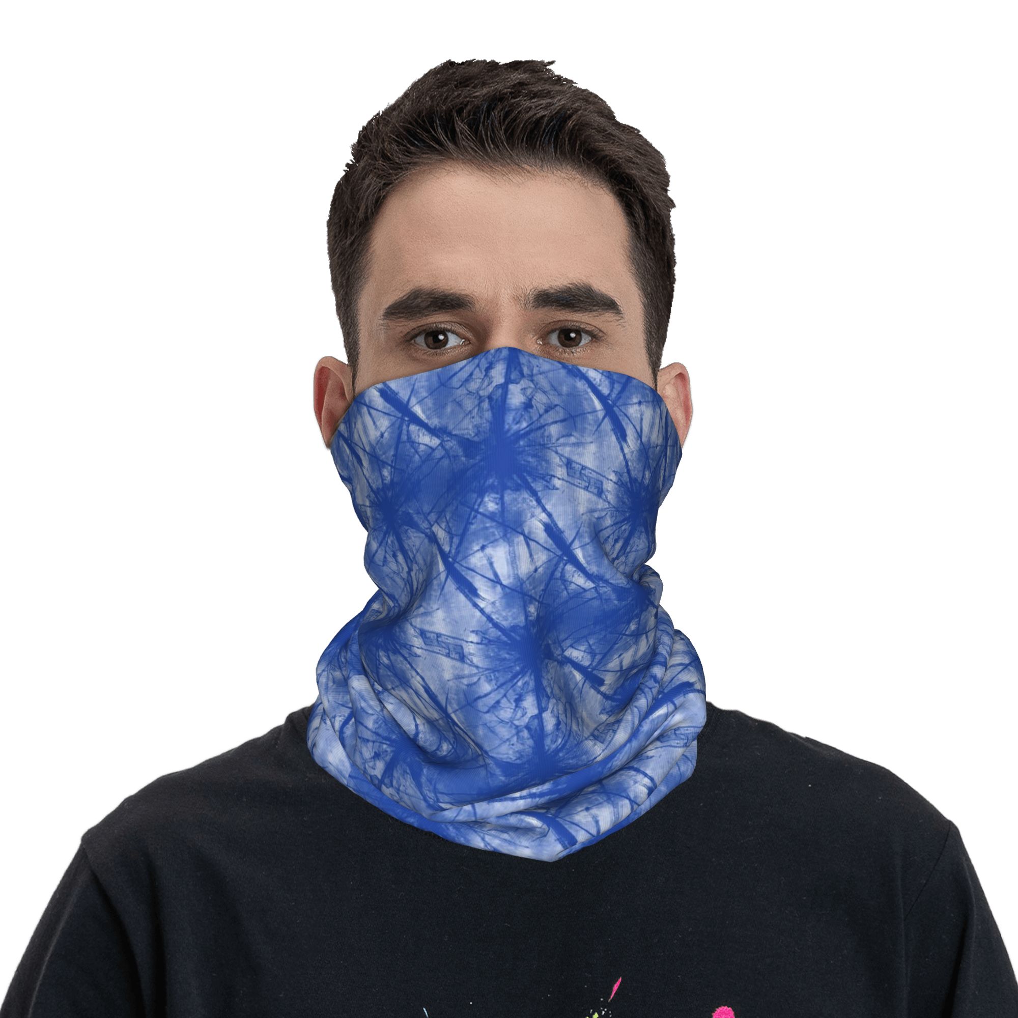 インディゴタイダイ染め模様バンダナネックカバープリントラップ - Shibori Tie Dye のレビューと価格