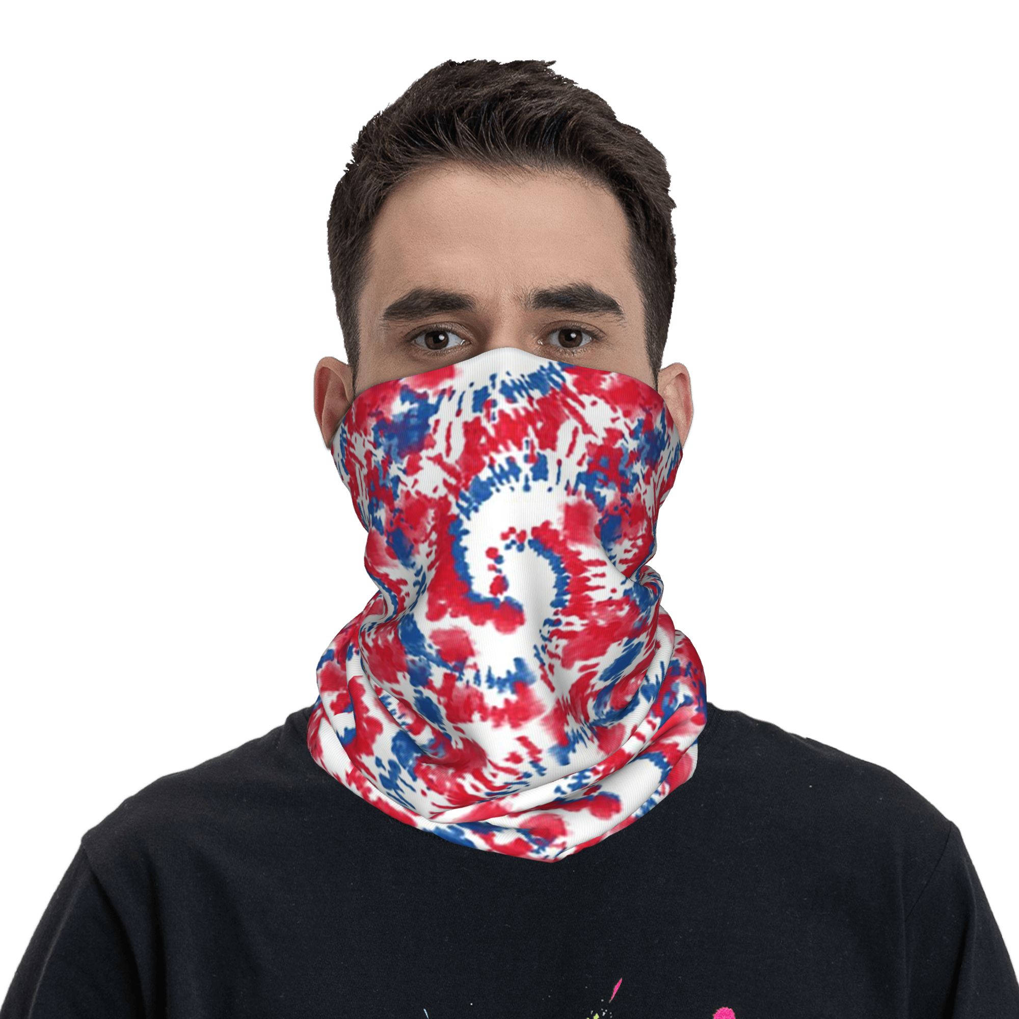 レッドタイダイシボリパターンツイールバンダナネックゲイタープ - Shibori Tie Dye のレビューと価格