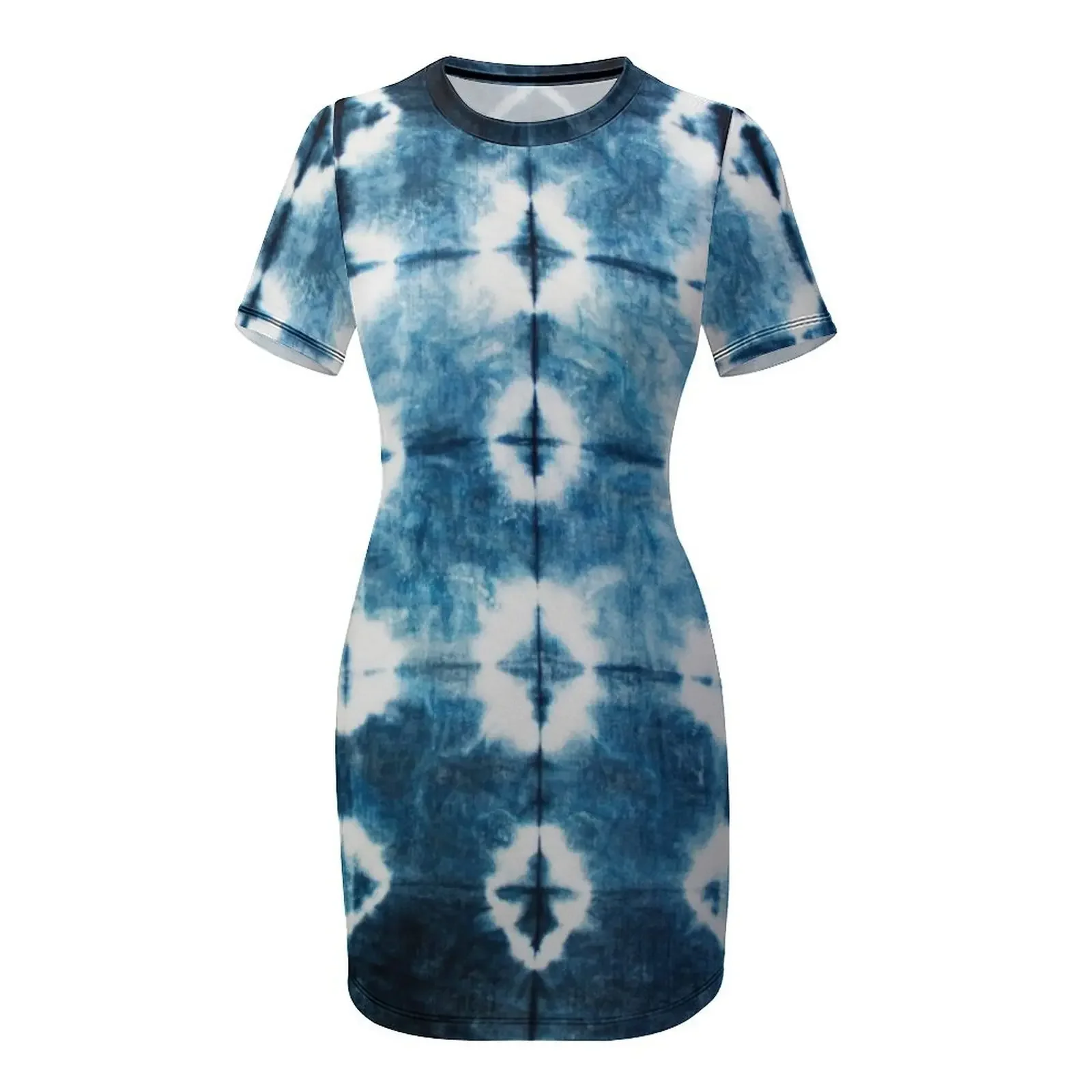 シボリインディゴタイダイ半袖ドレスドレス女性サマードレス女性 - Shibori Tie Dye のレビューと価格